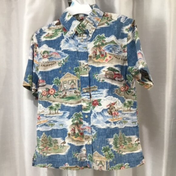 Reyn Spooner Christmas print aloha button down shirt boys sz large - Picture 1 of 5